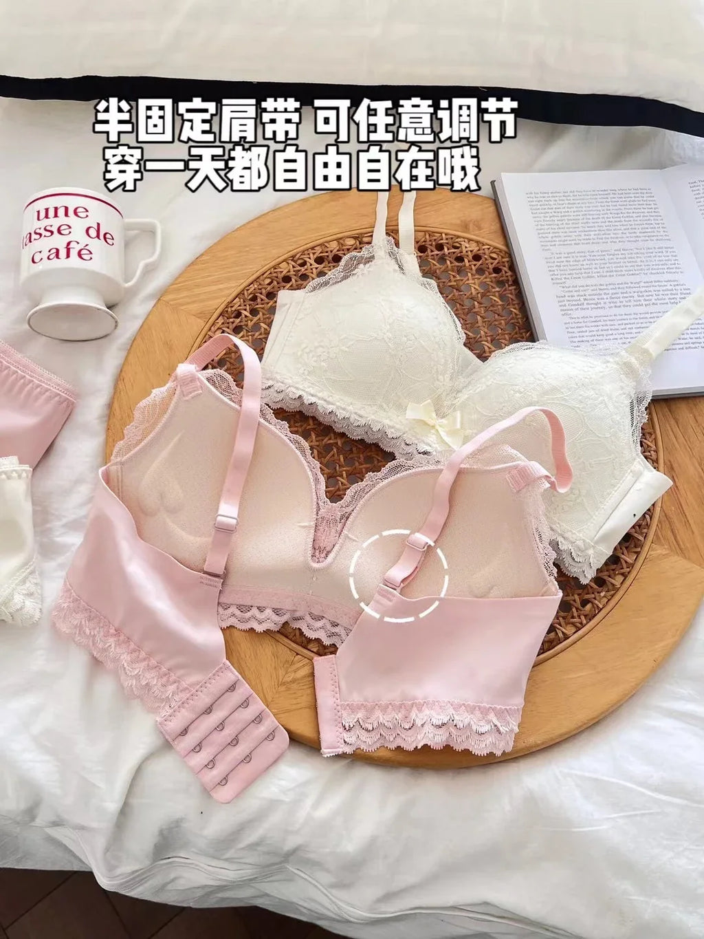 Japanese Anime Lace Bra Set Push Up Wireless Bralette Small Bust Seamless Sexy Triangle Cup Lingerie Set Spring Summer MOYISU