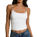 Women Summer Slim Fit Camisoles Beaded Spaghetti Strap Stylish Solid Color Tank Tops Beach Vacations