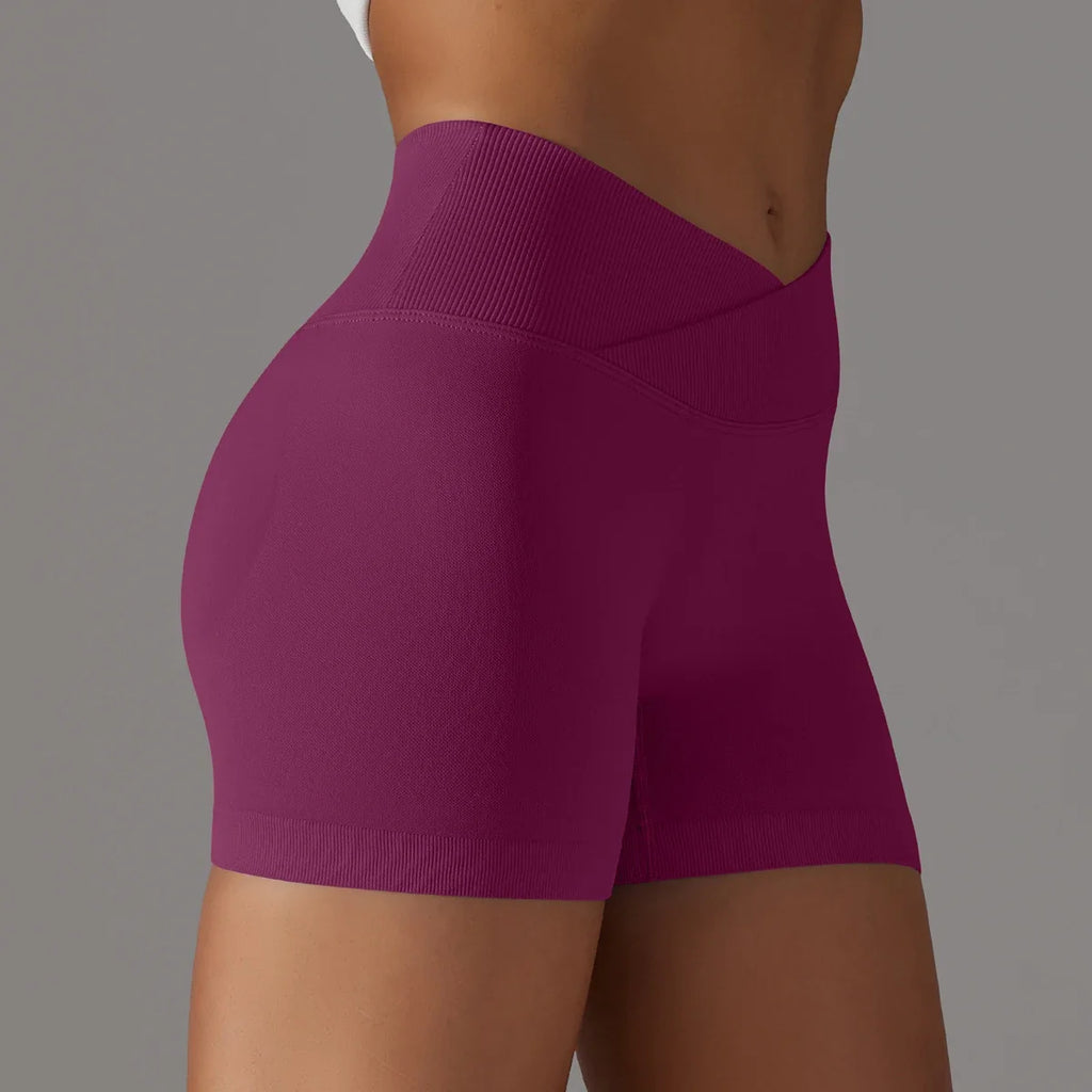 Summer V-waist peach hip lifting tight fitting three part pants, high waist yoga shorts, running speed drying seamless yoga pant