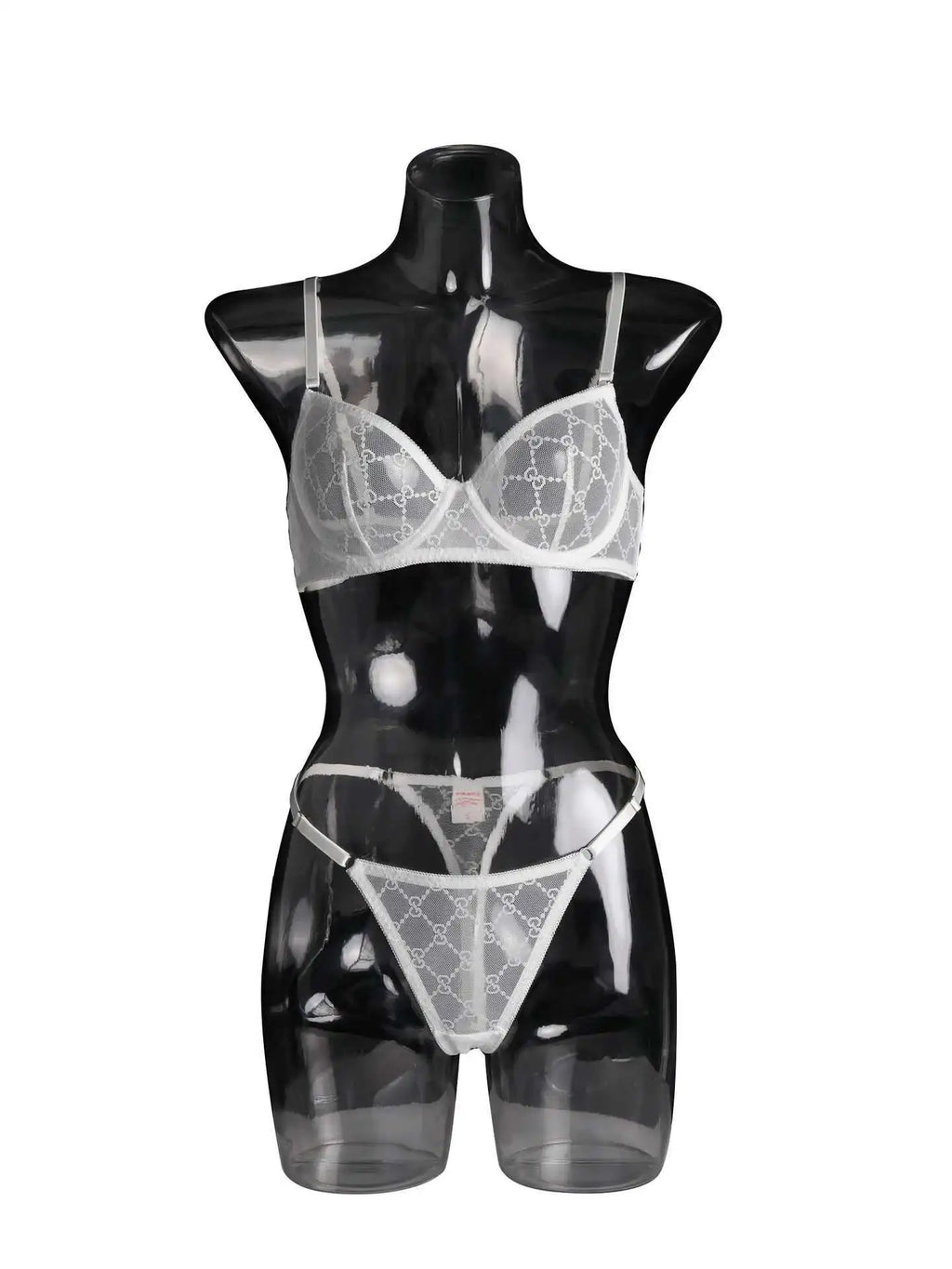Sexy Lace Mesh Solid Color Transparent Bikini Backless Deep V Suspenders Sleeveless Bikini Charming Elegant Pure Desire 0VBM