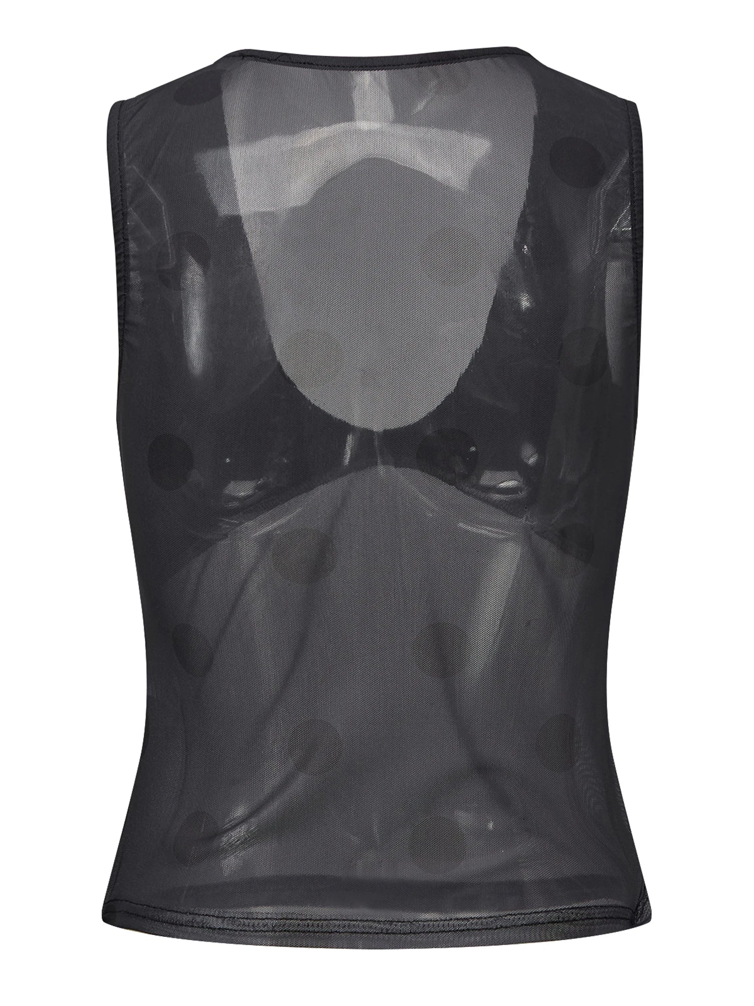 Summer Women Dots See-through Mesh Tank Tops V-neck Slim Fit Vest Fashion Club Sleeveless Shirts Streetwear