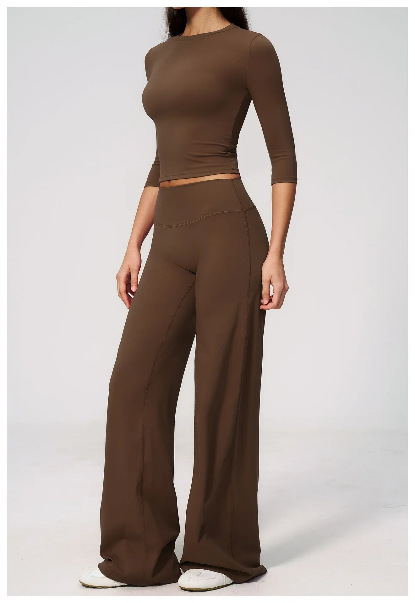 Women Tracksuit Yoga Sets Half Sleeve O Neck Slim Sports T Shirts Fitness Suit Outdoor High Waist Flare Pants Workout Clothes