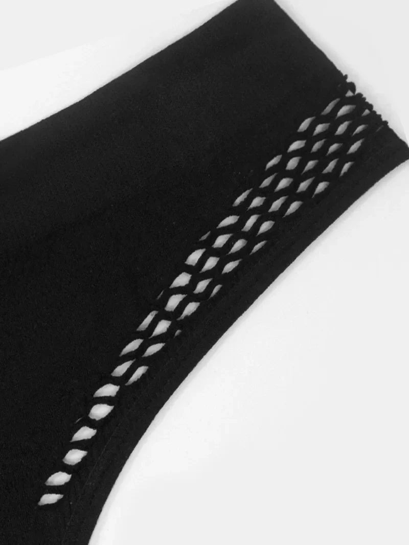 1pcs Mid Waist Sexy Women's Panties Hollow Out Breathable Comfortable Female Underwear Lingerie Solid Fishnet Ladies Briefs