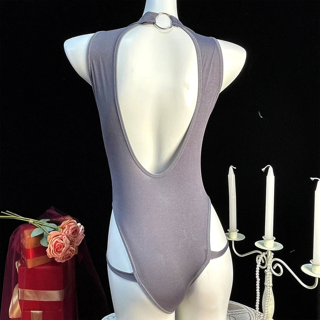 Sexy Crotchless Lingerie Women Hollow Sexiest Bodysuit Erotic Costumes Baby Doll Dress Elastic Porn Underwear Open Crotch Outfit
