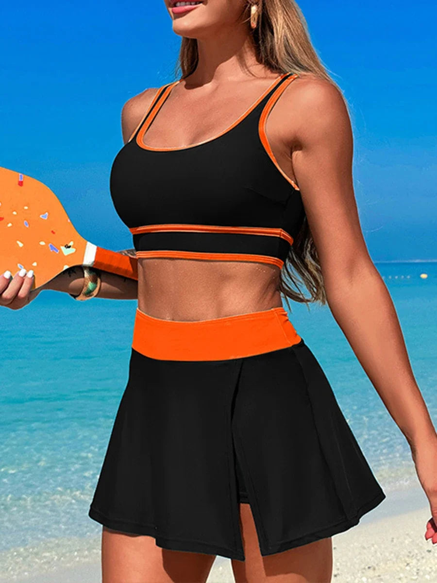 2026 Sporty Swimsuit Women Two Pieces High Waist Beach Dress Solid Swimwear Female Bathers Bathing Swimming Swim Suit Beachwear