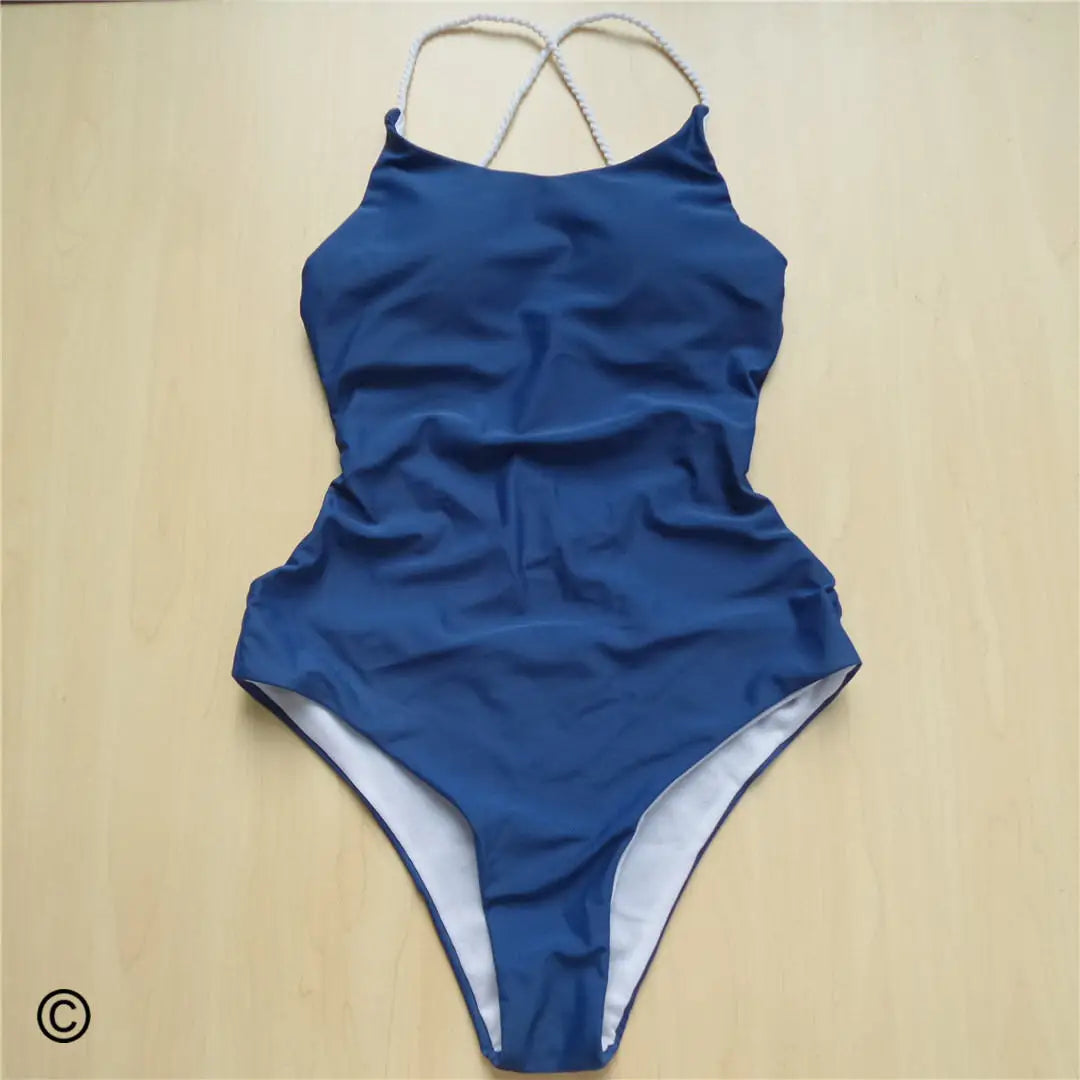 7 Colors 2025 Braided Strap Cross Back Sexy One Piece Swimsuit Women Swimwear Female Bather Bathing Suit Swim Lady V127