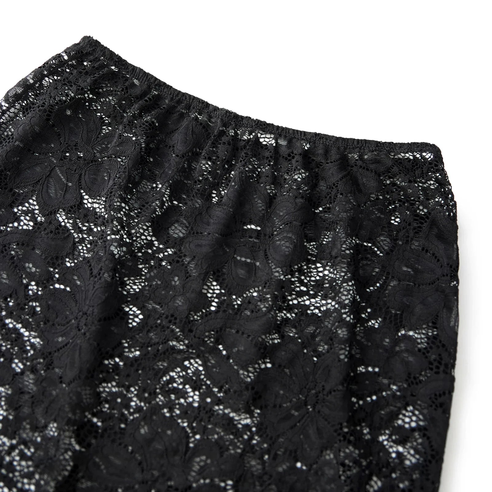 Summer Women's Sheer Floral Lace Elegant Skirt Elastic Waist See Through Sexy Long Skirt for Party Beach Streetwear