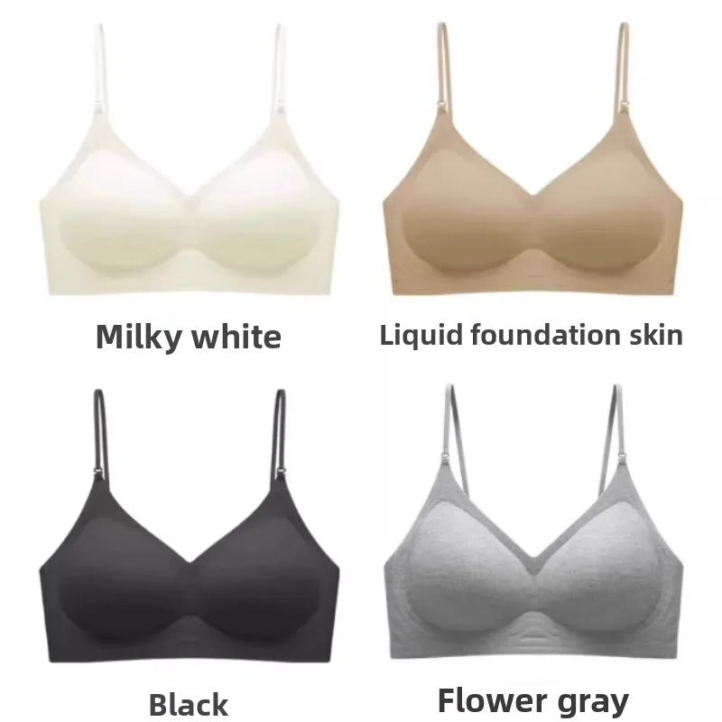 Japan Style Seamless V-Neck Halter Bra Small Bust Petite Straps Open Back Sexy Underwear Women One Piece Comfort Fit Daily Wear