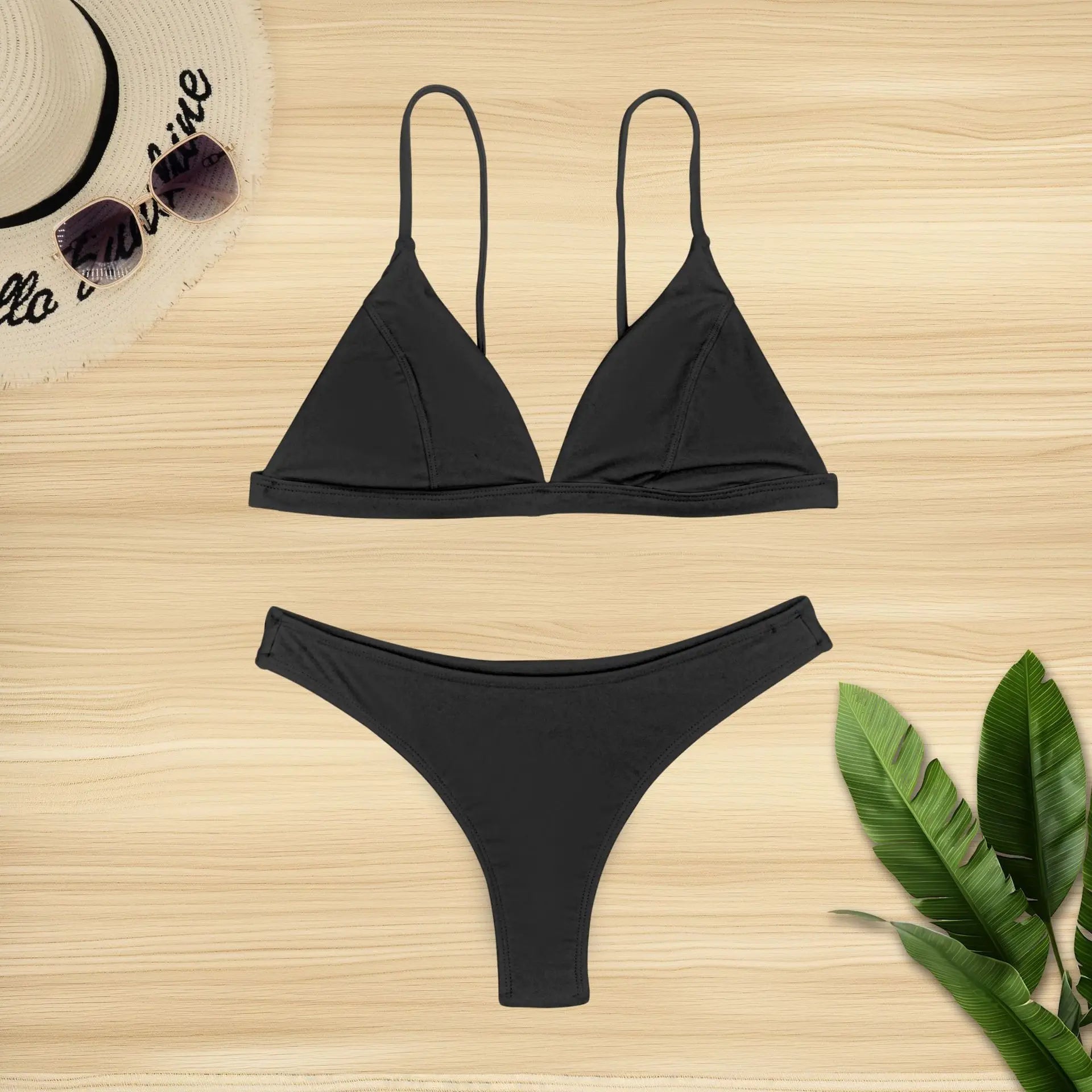 2026 Sexy Solid Color Bikini Swimwear Women's Underwear Nylon Fabric with Chest Pad No Steel Support For Swimming Swimsuit