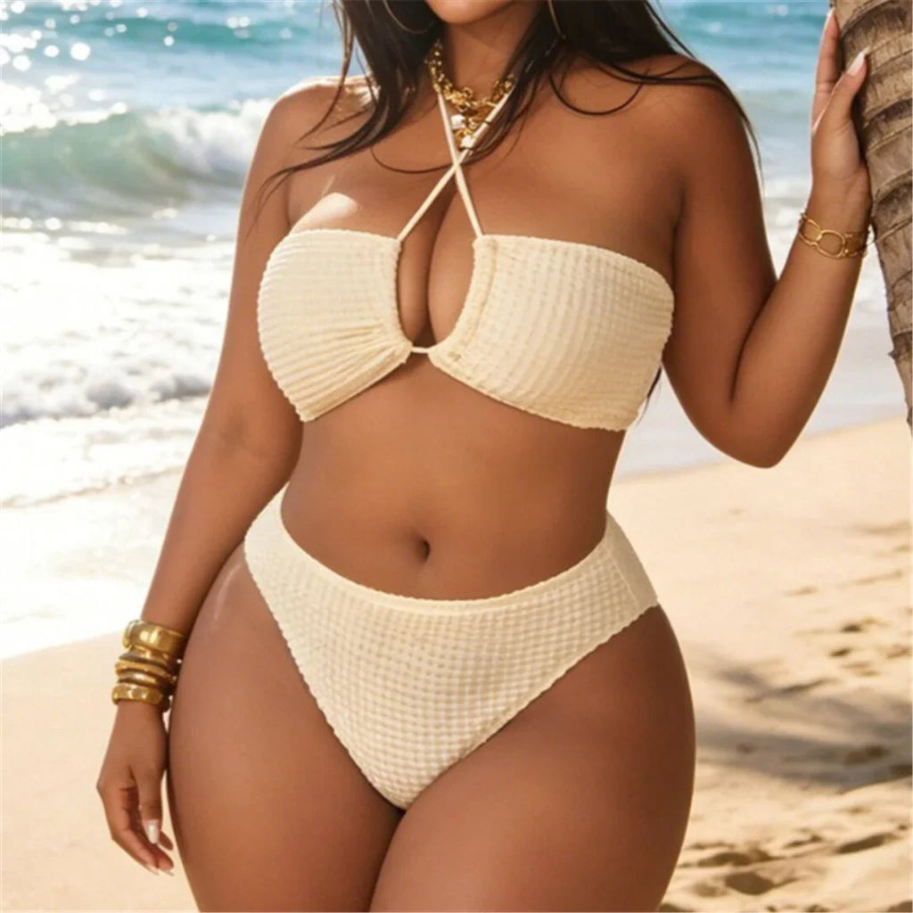 0XL - 4XL 3PCS Bikini Plus Size Large Size Swimwear Women Swimsuit Female Three-pieces Bikini set Bather Bathing Suit Swim V8191