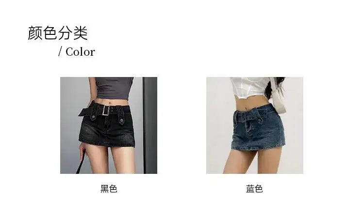 WOMENGAGA Korean Style Spicy Girl Denim Half Body Short Skirt Female Slim Tight Ultra Short A-line Slim Hip Skorts Fashion 3POJ