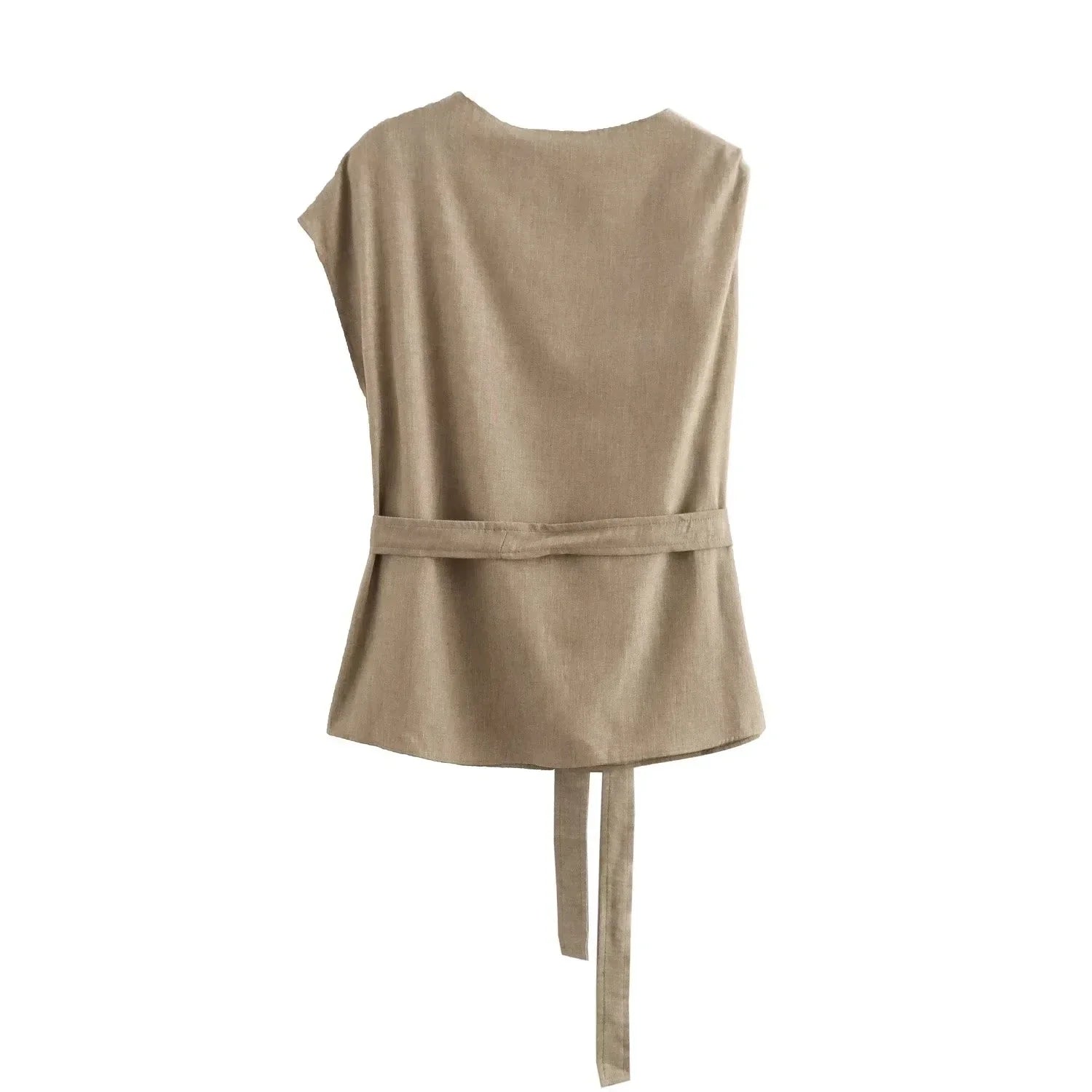 Foridol Irregular Sleeve Top+pants Set Women Summer Elegant Office Casual Matching Set Sash Buttons Decor Brown Suit Outfits
