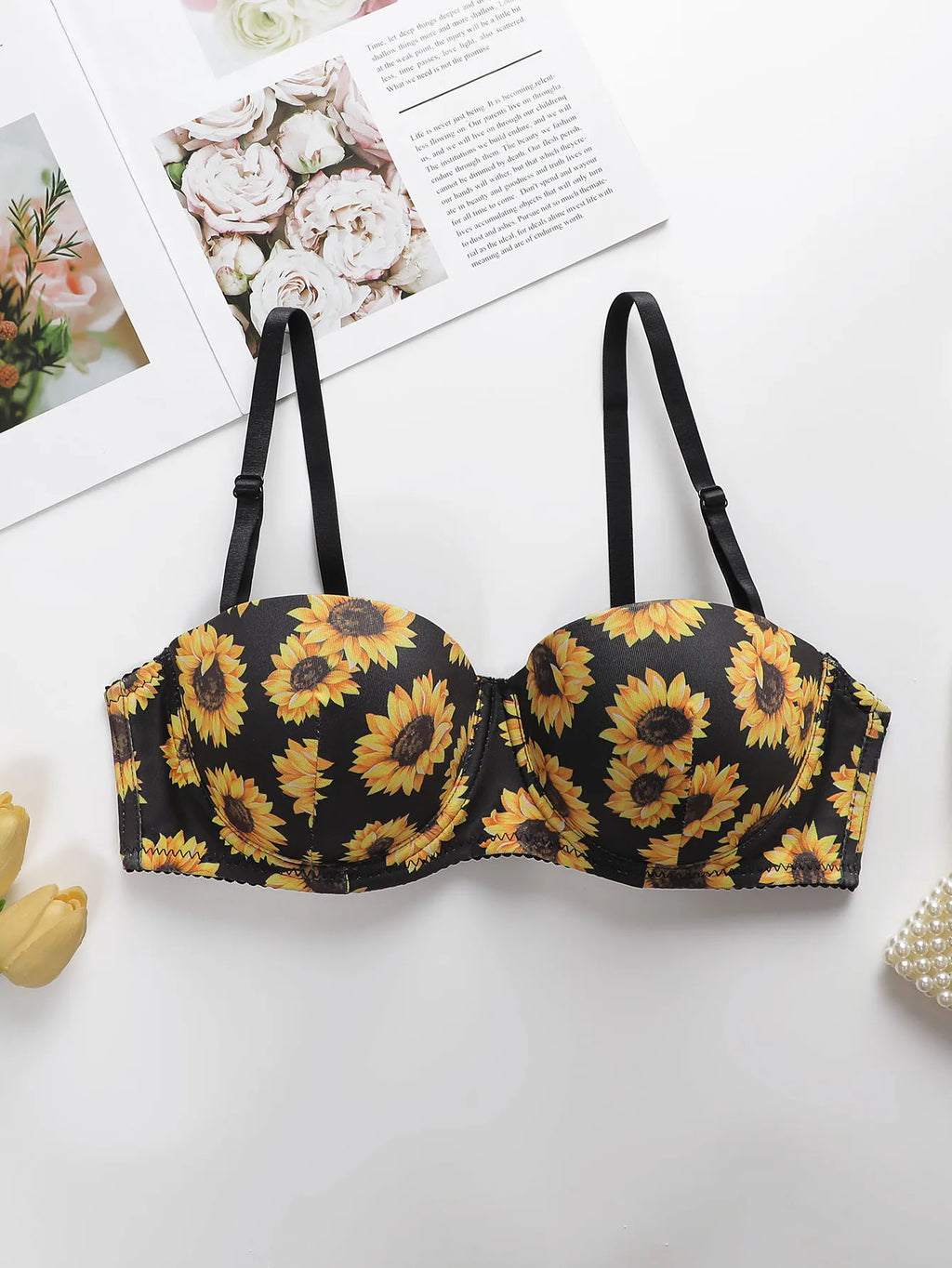 Women's Push Up Bra With Steel Rim Lingerie With Printed Pattern Sexy Lingerie Women's Daily Bra A3163