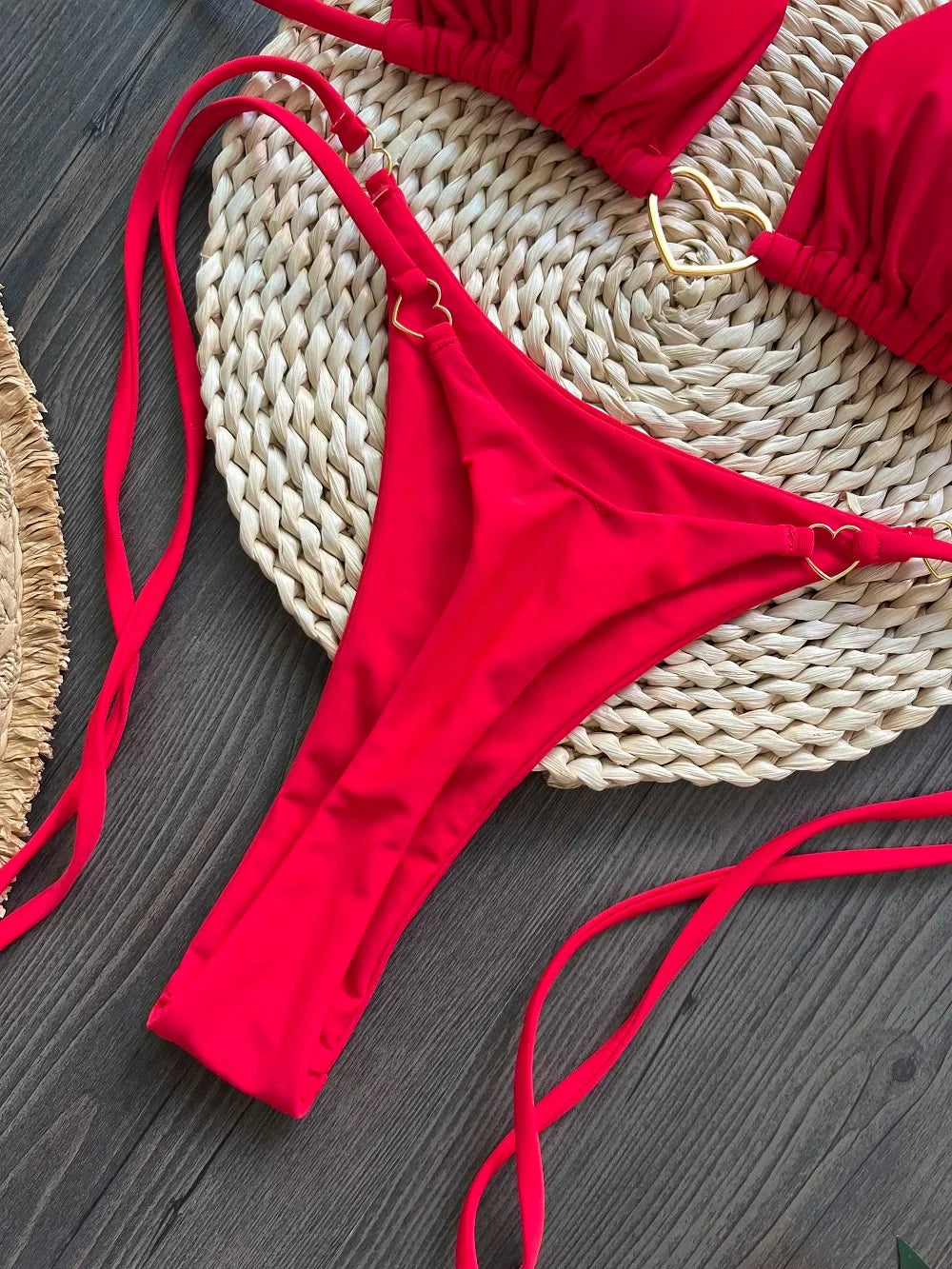 New Solid Color White Bikini Women suit Low Waist Lace-up Fashionable Swimsuit Two-piece Set