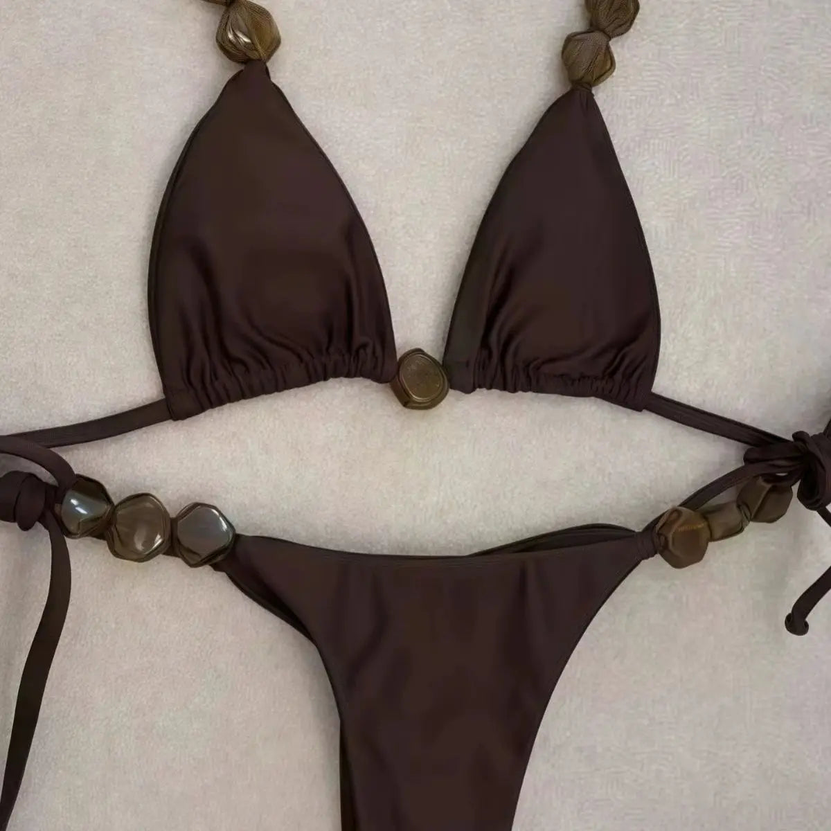 DEKA Thong Solid Bikini Set Stone Swimsuit Push Up Bikinis Women Swimwear Female Biquinis Bathing Suit Swimming Suits Beachwear