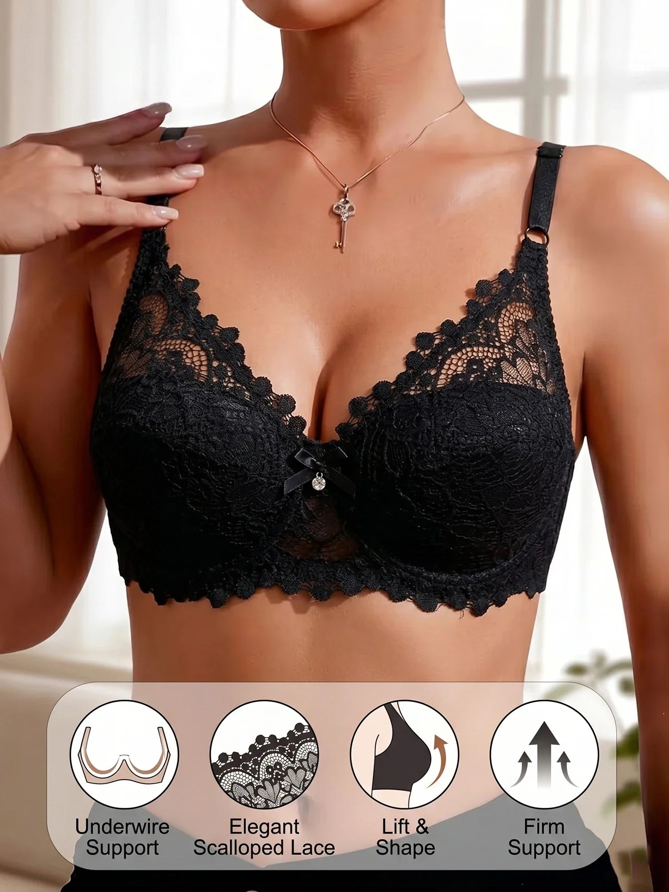 Women Floral Lace Push Up Bra Thin Breathable Full Coverage Brassiere Elegant Mesh Lace Lift Support Underwire Sexy Lingerie