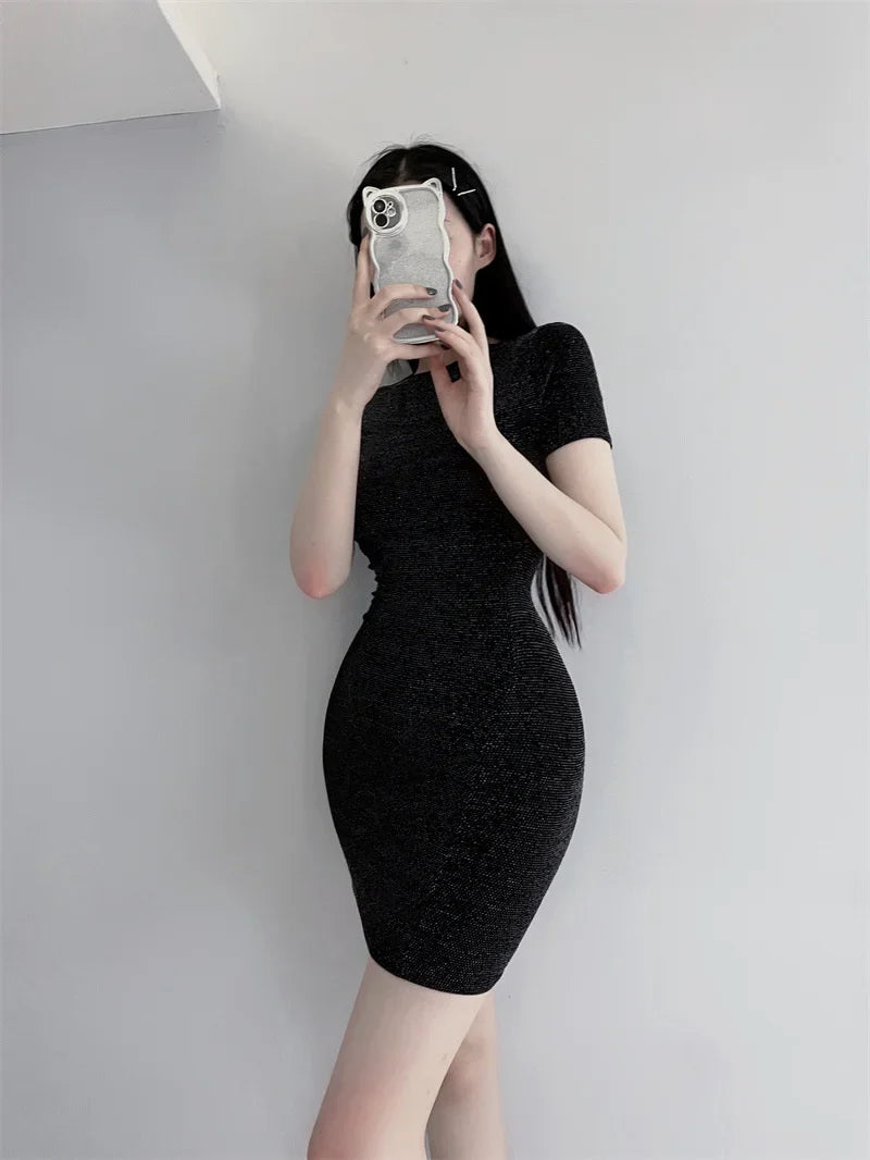 Nightclub High WOMENGAGA Waist Women Slim Mini Dress T Shirt Thin Hot Sexy Korean Women Tops Transparent Summer Fashion 6A26