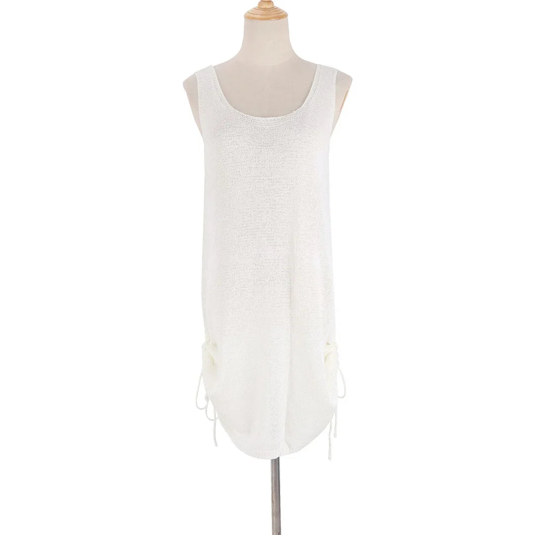 20 Colors Backless Lace Up Crochet Knitted Tunic Beach Cover Up Cover-ups Beach Dress Beach Wear Beachwear Female Women V5479