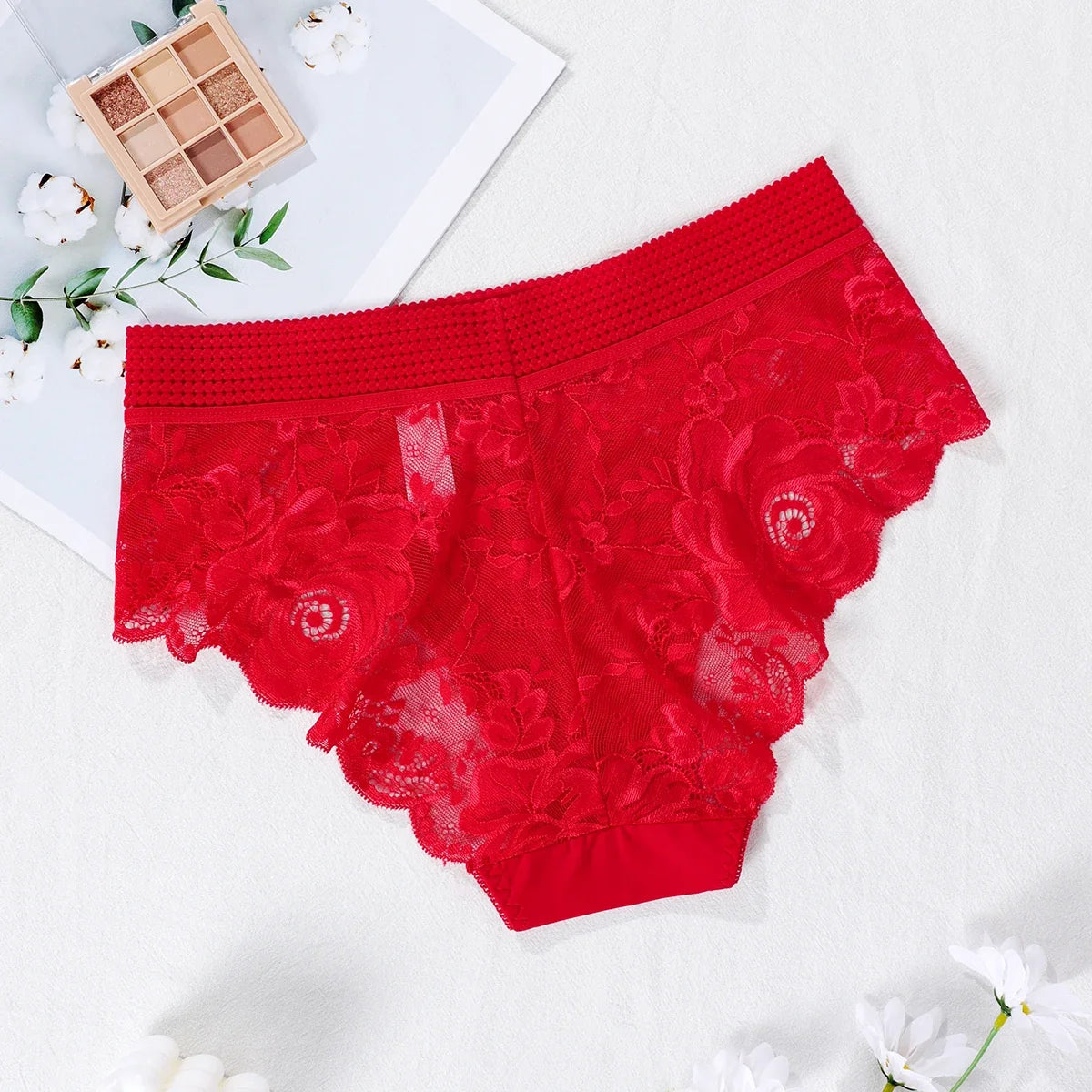 3pcs/pack Low Waist Floral Women's Panties Sexy Elegant Lady Briefs Underwear Fashion Style Breathable Comfort Female Underpants