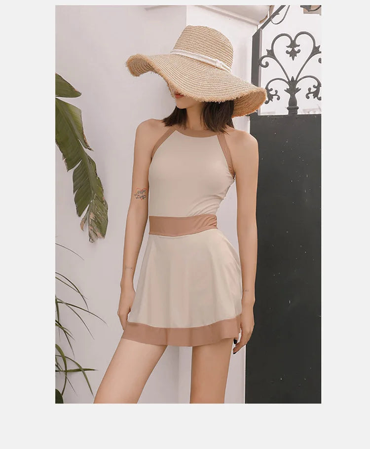 New Super Fairy Skirt-style One-piece Waist-covering Belly Slimming Conservative Steel Support Gathered Swimming Suit