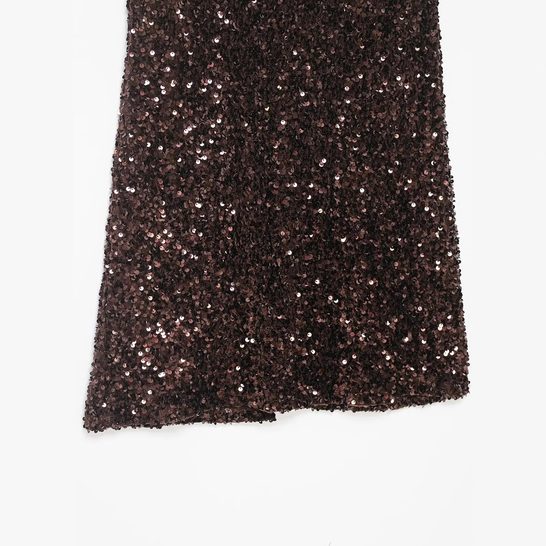 Women's Fashion Sequined Long Dress Womens Brown Sequin Mermaid Maxi Skirt High Waist Bodycon Flare Party Skirt Pure Desire N3OM