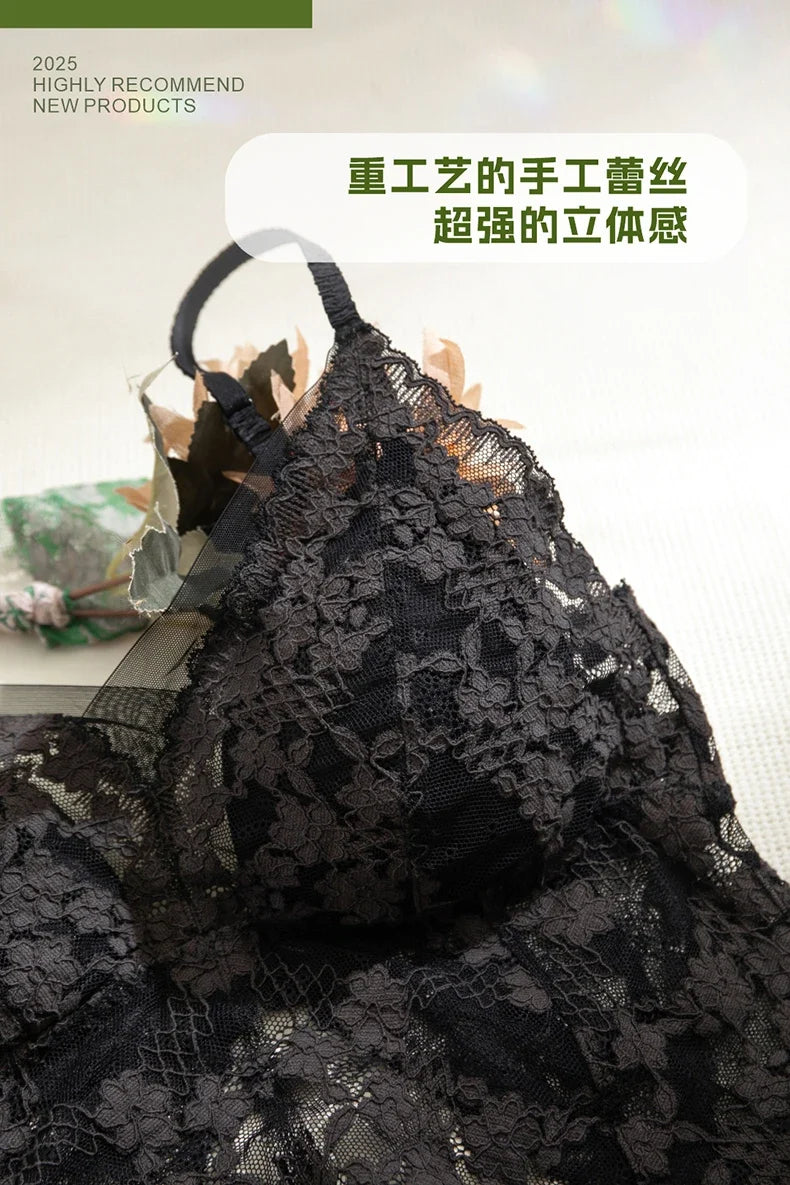 Summer French Lace Halter Bra Set Pure Sensual Beachwear Lightweight Mesh Bralette Backless Wirefree Comfort AU MOYISU Sexy Bra