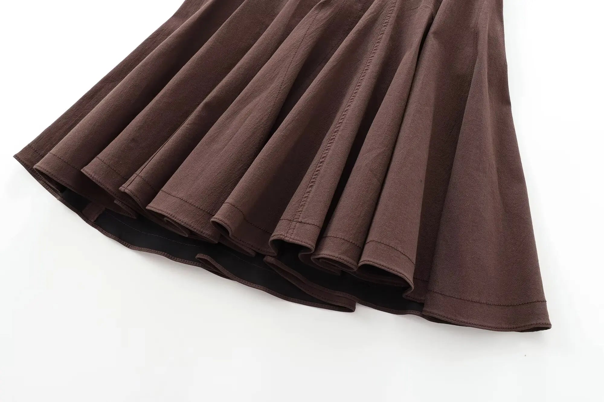 Foridol Stand Collar Sleeveless Pleated Tank Dress for Women Brown Casual Short Autumn Winter Dress Zip Black Ladies Vestidos