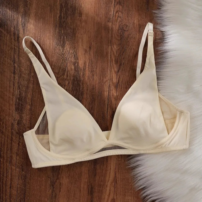 Comfort 2026 Rabbit Ear Bra Deep V, Wireless Invisible Summer Bralette, Breathable Thin Bra for Small Chest, Natural Sexy MOYISU