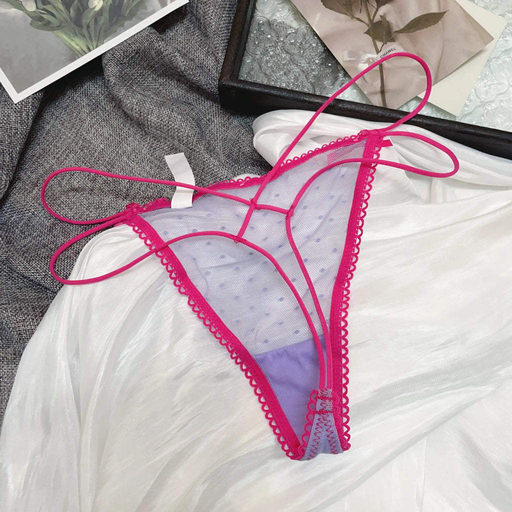 Bowknot Lace Sexy Girls Briefs Women Panties Dots Seamless G String Transparent Thong Underwear Low Waist Female Lingerie