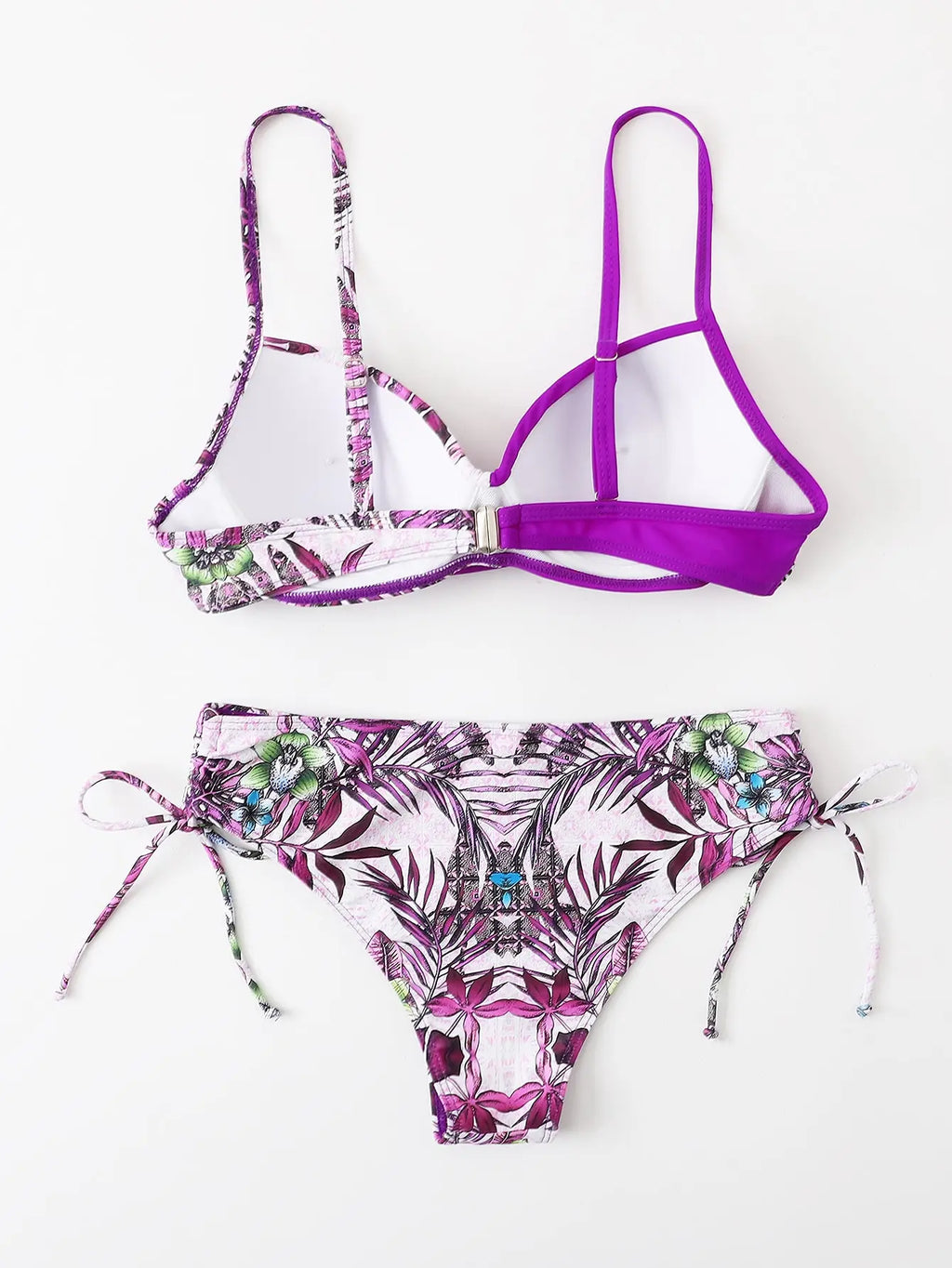 Tropical Print Bikini 2026 Women Drawstring Swimwear Female Push Up Swimsuit Beachwear Bathers Bathing Swimming Swim Suit