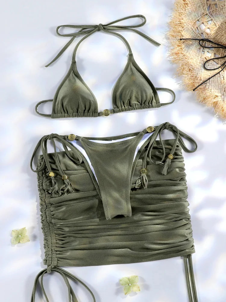 Miyouj Triangle Bikini New Two Piece Suit Solid Color Beachwear 2026 Bikini Women's Swimsuits Sexy Bathsuit Micro Thong Swimwear