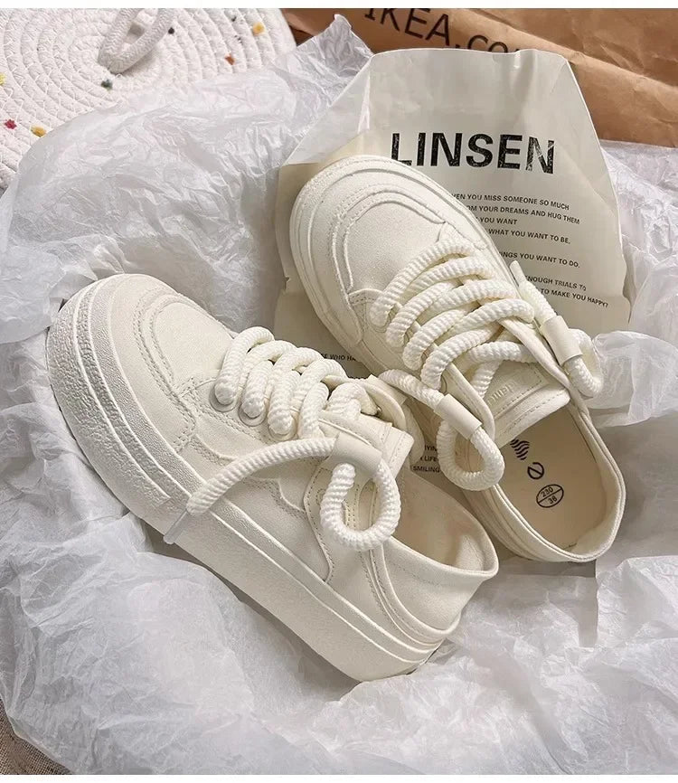 Women's Shoes White  New Canvas Shoes Breathable Comfortable Platform Outdoor Casual Sports Shoes Zapatillas De Mujer