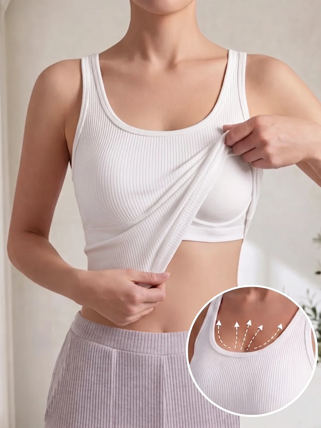 Racerback Tank Top for Women Sleeveless Ribbed Padded Camisole Summer Casual Sports Top Vest
