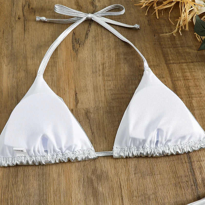 Sexy Brozing Gold Bikinis Sets Women Push Up Micro Bikini Swimsuit 2026 Brazilian Beach Bathing Suit Tie Side Triangle Swimwear