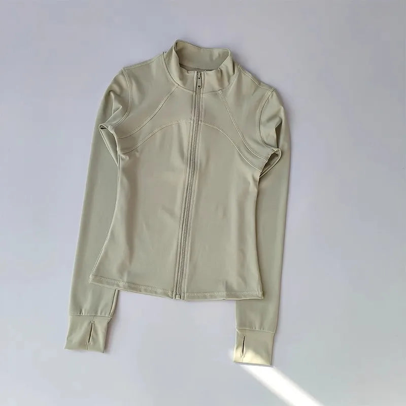 Women's High-End Yoga Fitness Suit Standing Collar Long-Sleeved Sports Jacket for Active Wear And Exercise