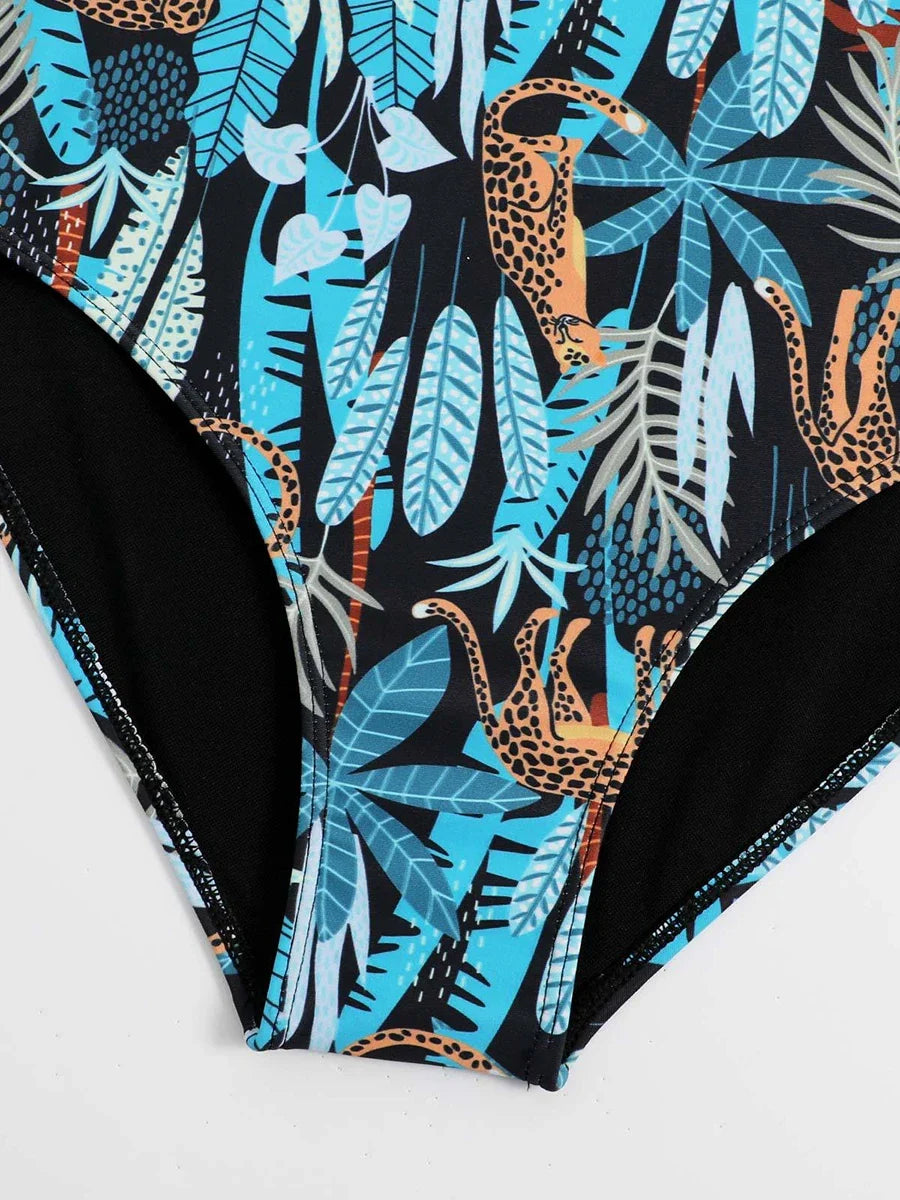 2026 Leopard Printed One Piece Swimsuit Ruffle Swimwear Women Padded Bathing Swimming Suit Female Summer Bodysuit
