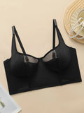 Women's sexy mesh breathable bra with steel rims push up straps adjustable close fitting underwear MR3058