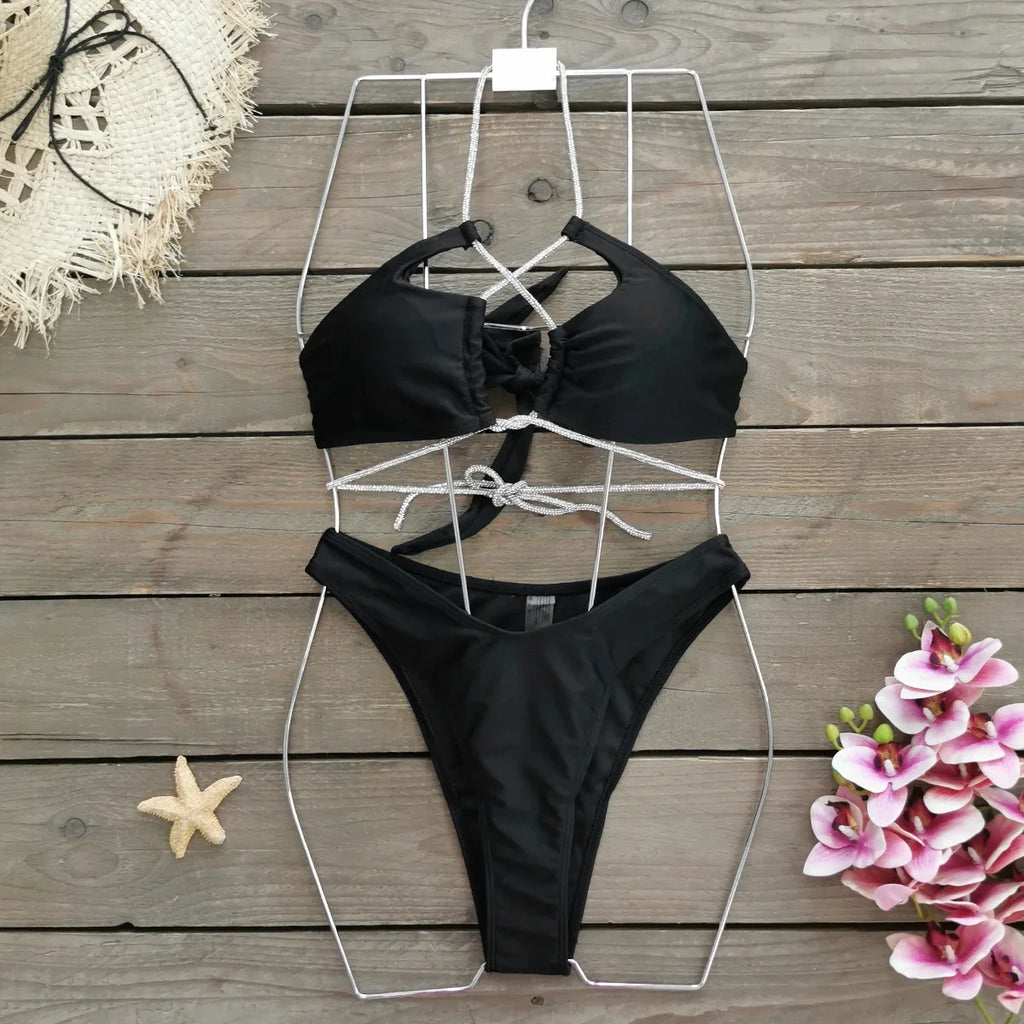 Sexy Bandage Bikini Set Women Two-Piece Swimsuit 2024 Trend Strappy Biquini Swimwear For Lady Beachwear Female Clothing