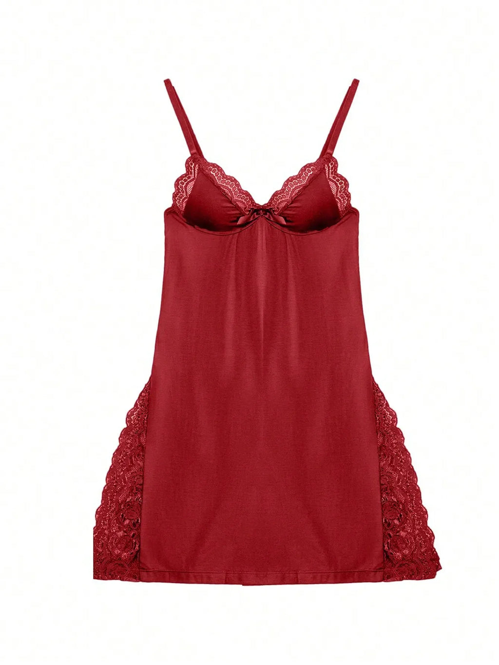 1pc Sexy Lace Trimmed Milk Silk Nightgown, Comfortable Lingerie