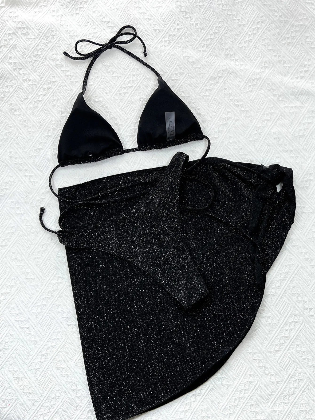 2026 New Sexy Bikini Set 3-Piece Solid Swimwear Swimsuit Women 3 Piece Bikinis Set Bathing Suit Beach Bikini Female Shiny Fabric