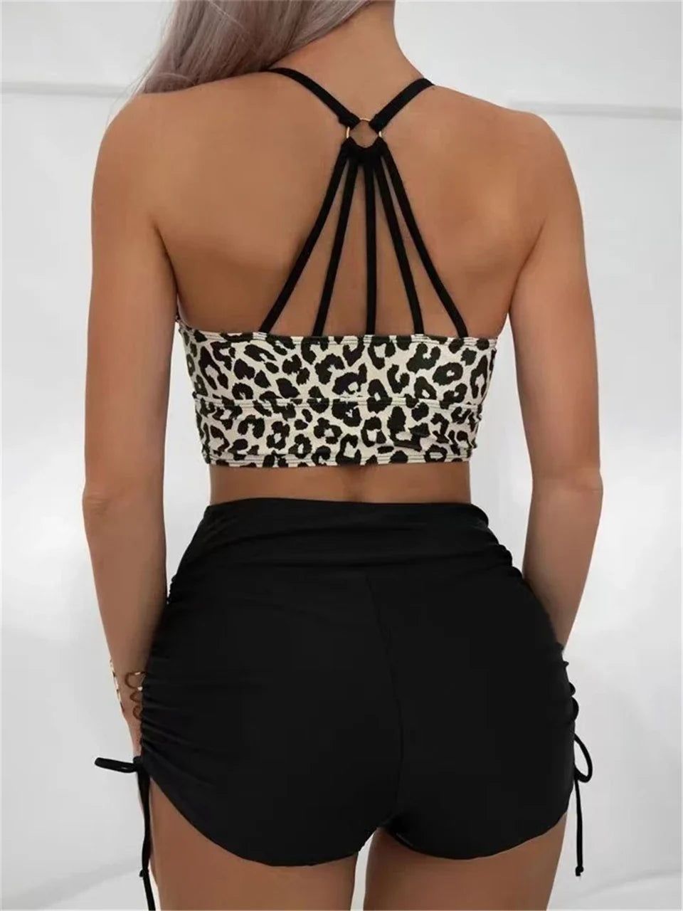 Leopard Swimwear Women High Waist Swimsuit 2026 Sexy Back Hollow Out Swimsuit Beach Wear Female Bathers Bathing Swimming Summer