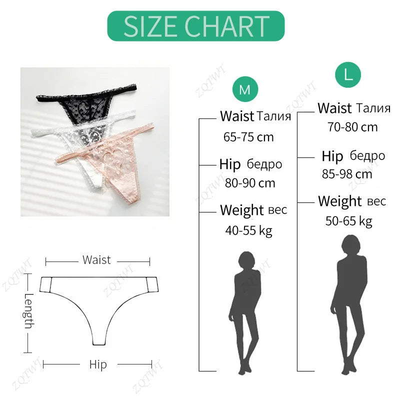 Embroidery Heart Sexy Girls Panties Women Briefs Thong Lace G String Underwear Thin Transparent Low Waist Female Lingerie