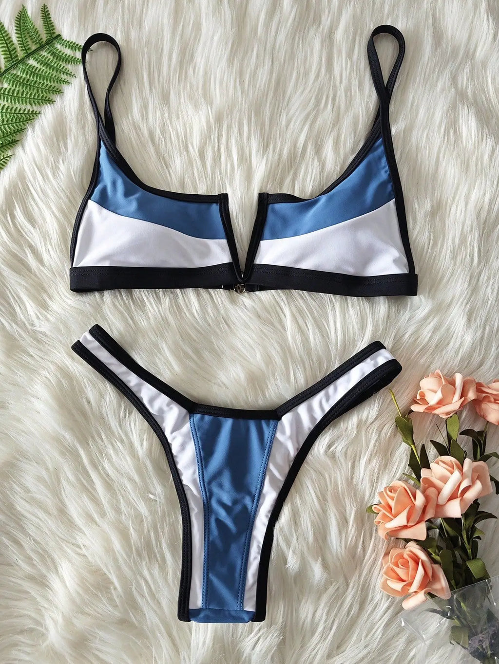 S - XL Splicing V Shaped Thong Bikini Women Swimsuit Female Swimwear Two Pieces Bikini Set Bather Push Up Bathing Suit Swim Lady