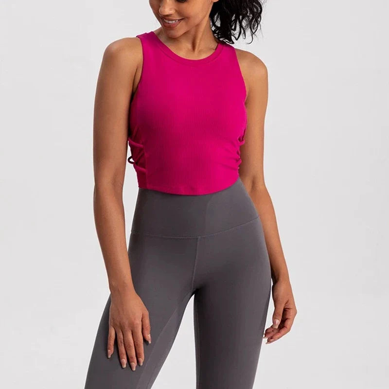 Women's Tight-Fitting Yoga Sports Vest Fixed Chest Pad Sports Bra Breathable Gym Workout Running Top