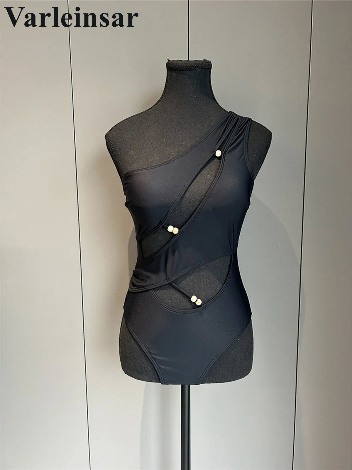 Asymmetric Cut Out One Shoulder Women Swimwear One Piece Swimsuit Female High Leg Cut Monokini Bather Bathing Suit Swim V7949