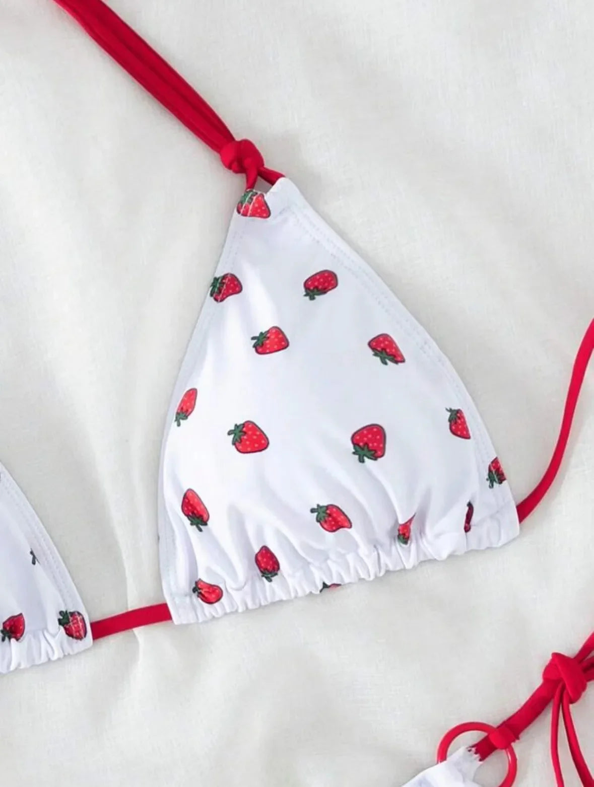 Sexy Women Cute Strawberry Print Halter String Micro Bikini Sets Two Pieces Swimsuit Swimwear Bathing Suit Beach Outfits Biquini