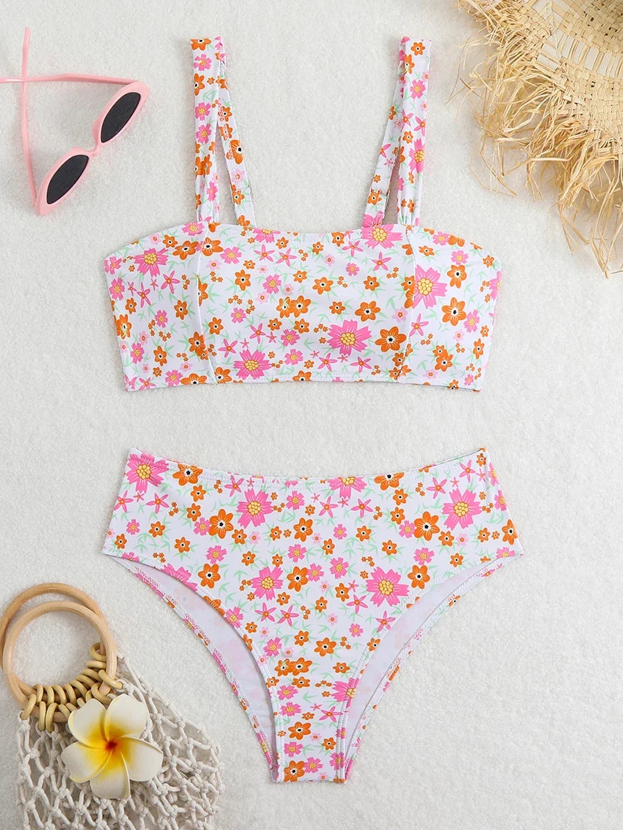 2026 Strapppy Bikinis Women Sexy Swimwear Female High Waist Swimsuit Floral Bathers Bathing Swimming Swim Suit Beachwear Summer