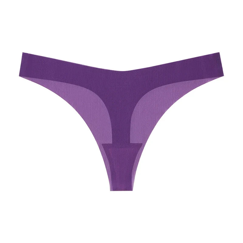 Girls Briefs Seamless Women Panties Sexy G String Ice Silk Underwear T Back Sports Yoga Thong Traceless Plus Size S-XL