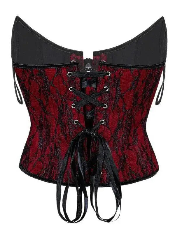 Corset Top Thin Without Lace Deep Red Body Shaping Chest Support Waist Tie Waist Tightening Corset Casaul Pure Desire Style Y43R