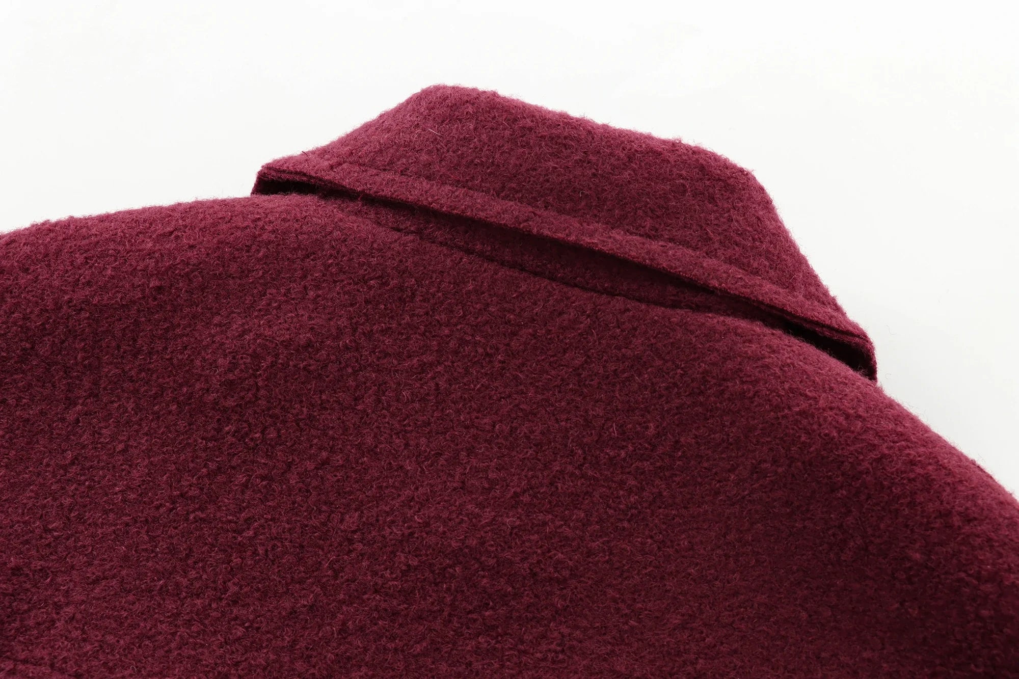 Foridol Autumn Winter Thick Burgundy Coat Jacket Women Zip Closure Turn Down Collar Short Jacket Veste Casual Angola Red Coat